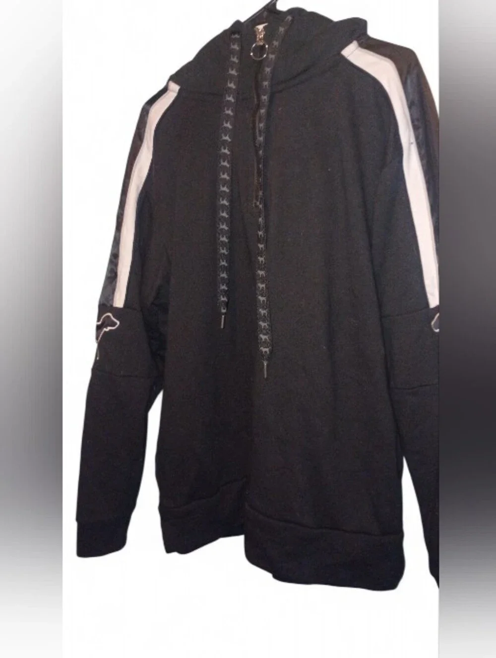 RARE Victoria's Secret PINK Sherpa Lined Campus Quarter Zip Hoodie Black - Picture 5 of 10